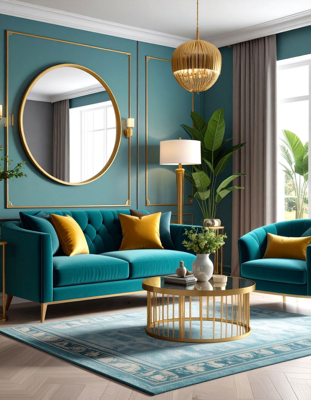 Metallic Frame Mirror Luxury Collection - 25 Living Room Mirror Ideas