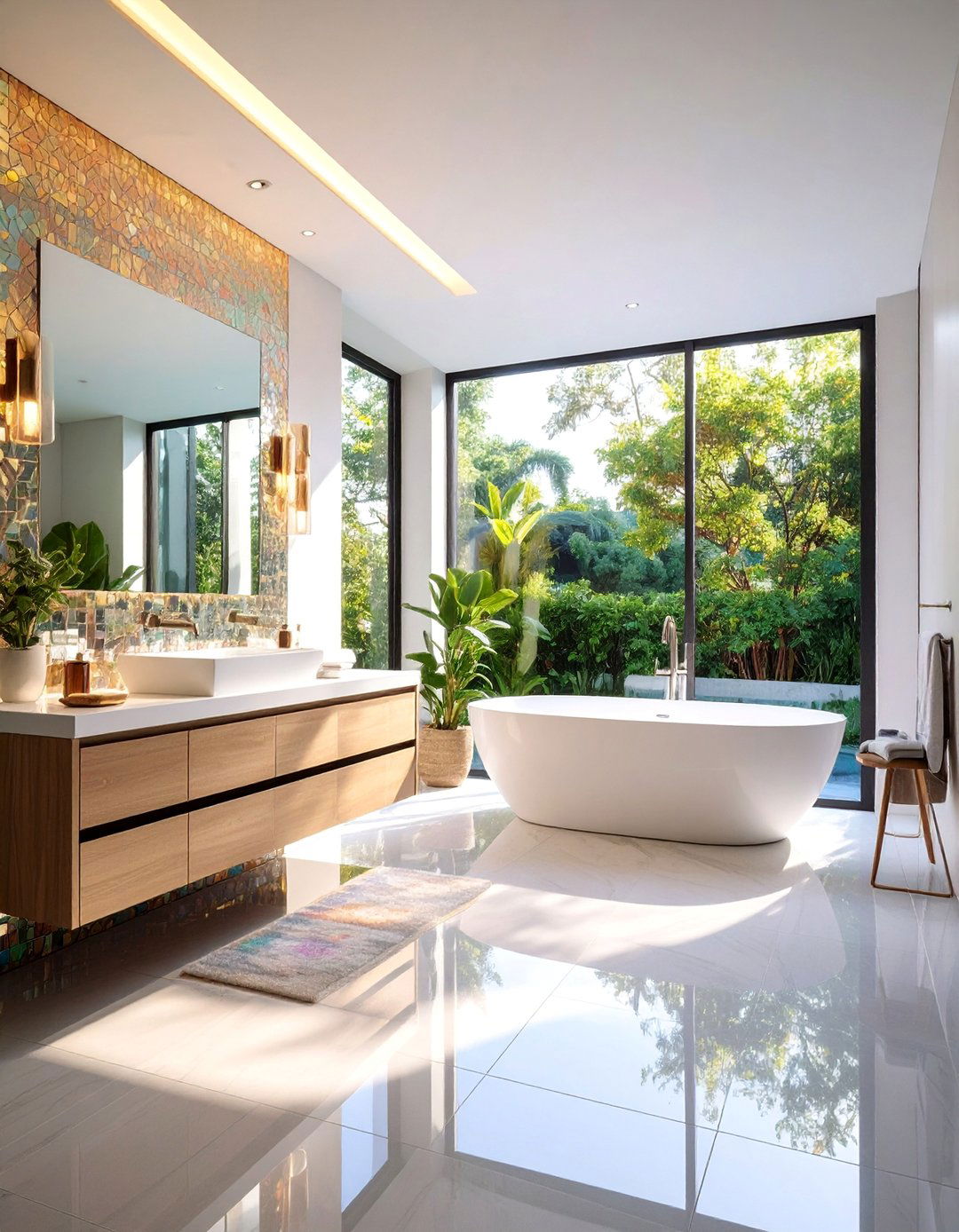 Metallic Glass Tile with Contemporary Shine - 25 Bathroom Accent Wall Ideas