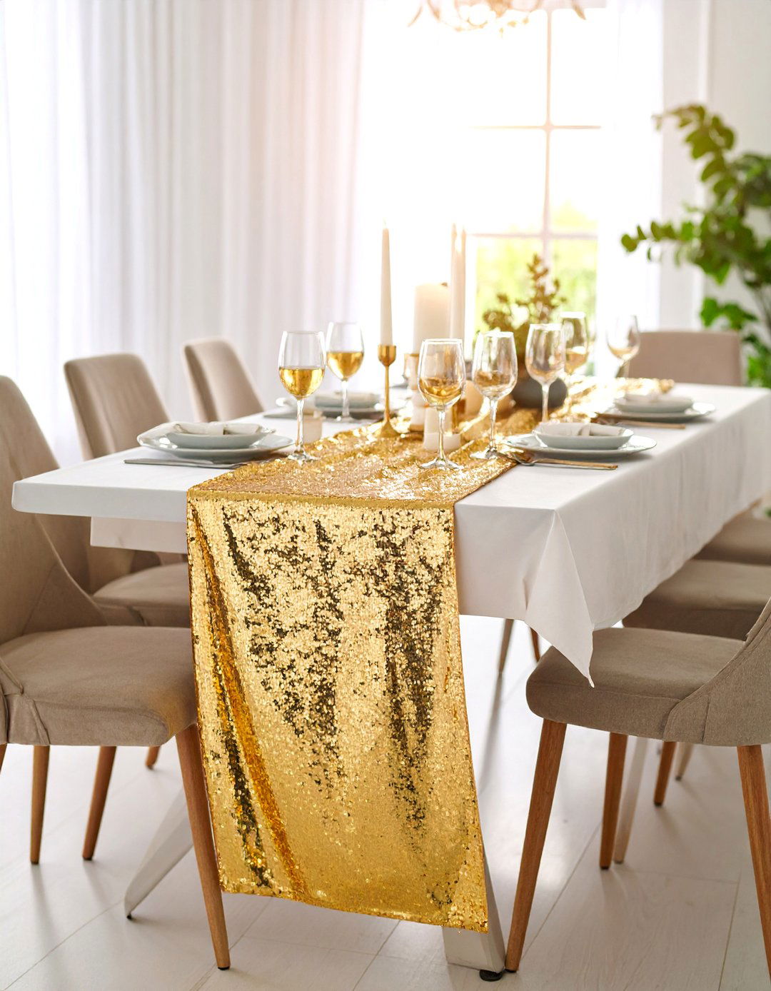 Metallic Gold Table Runner for Glamorous Dining - 25 Table Runner Ideas