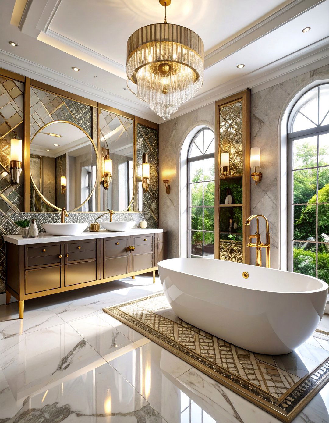 Metallic Mosaic Art Deco Bathroom - 25 Art Deco Bathroom Ideas