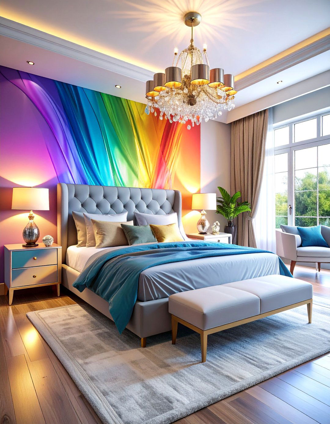 Metallic Rainbow Bedroom Luxe Sparkle - 25 Rainbow Bedroom Ideas