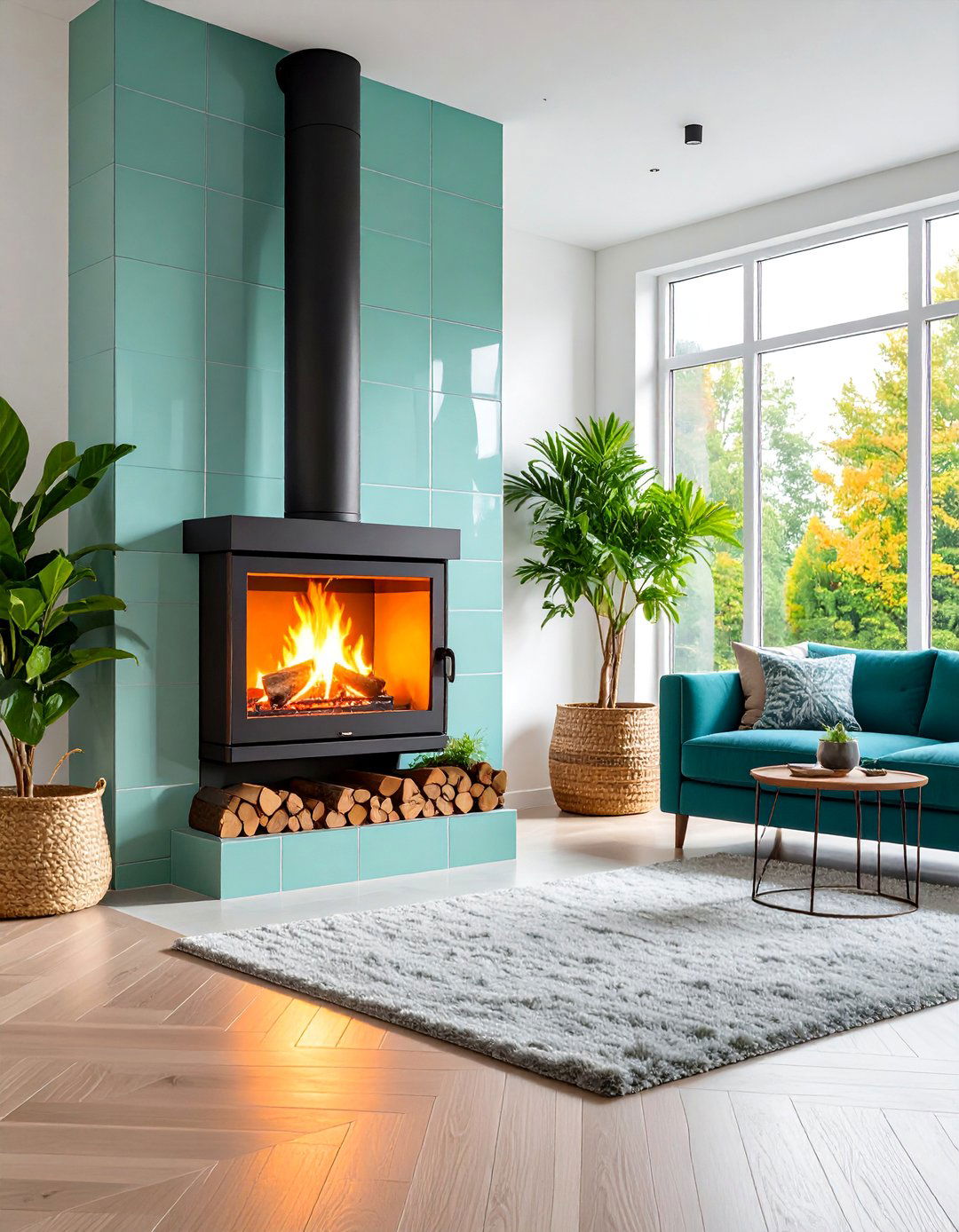 Metro Tile Log Burner with Urban Contemporary Style - 25 Log Burner Ideas