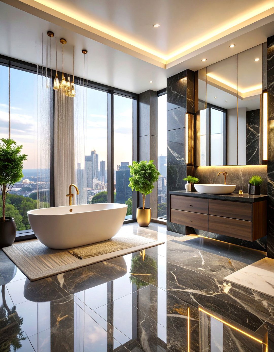 Metropolitan Penthouse Black and Gold Bathroom - 25 Black and Gold Bathroom Ideas