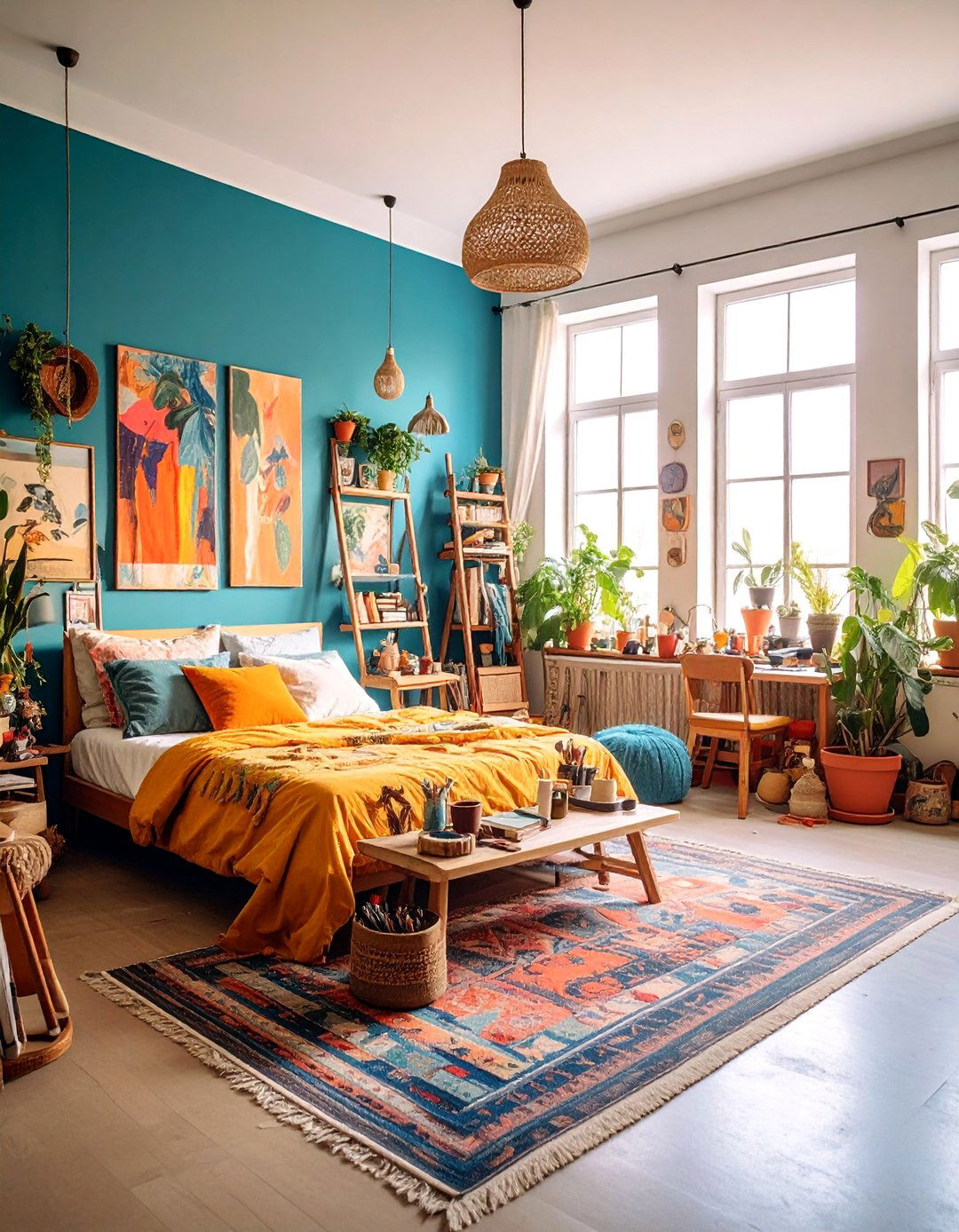 Mexican Artist Studio Bedroom Workspace - 25 Mexican Bedroom Ideas