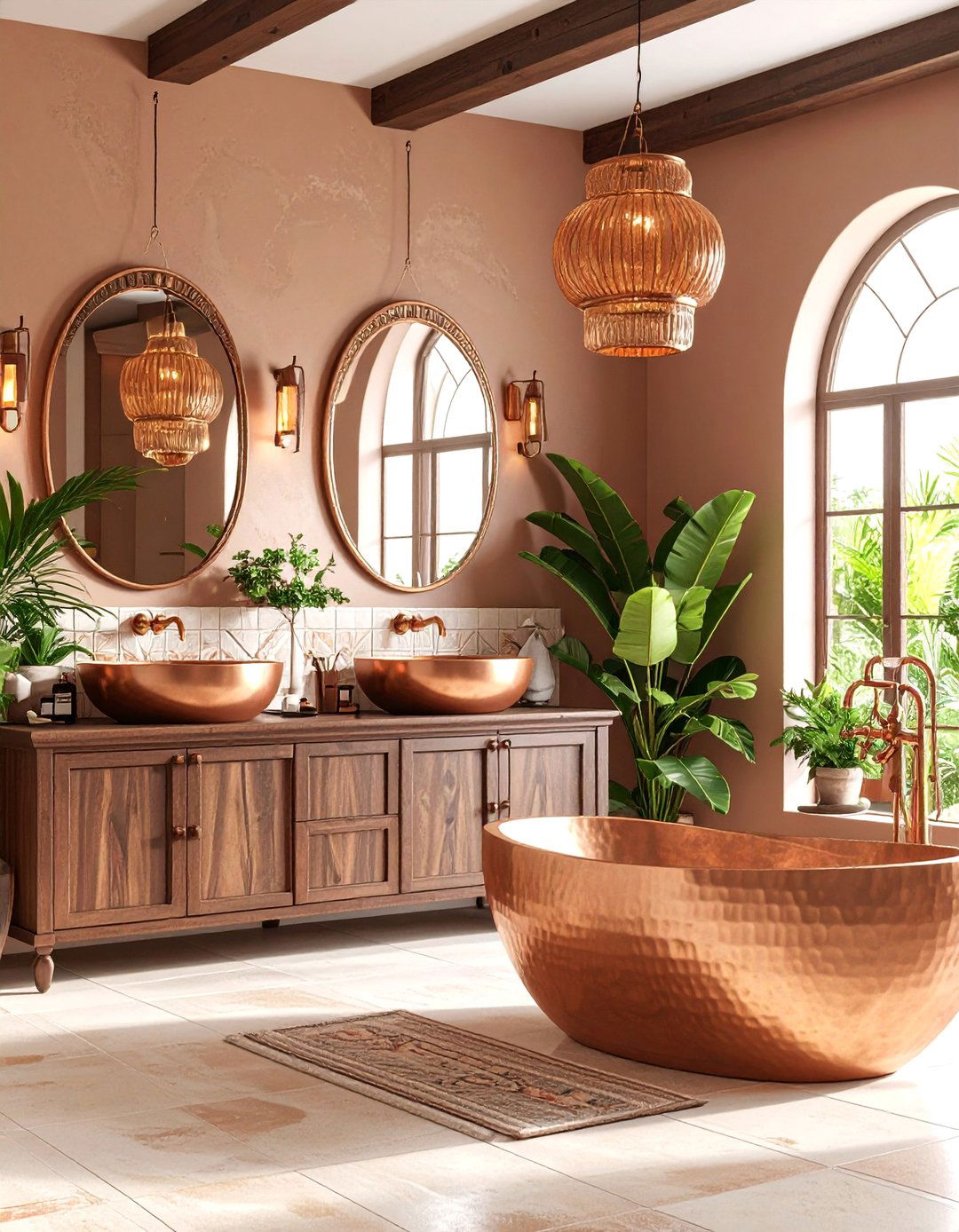 Mexican Bathroom with Copper Accents - 25 Mexican Bathroom Ideas