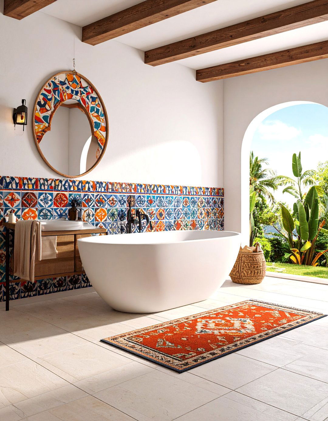 Mexican Bathroom with Mosaic Tile Art - 25 Mexican Bathroom Ideas