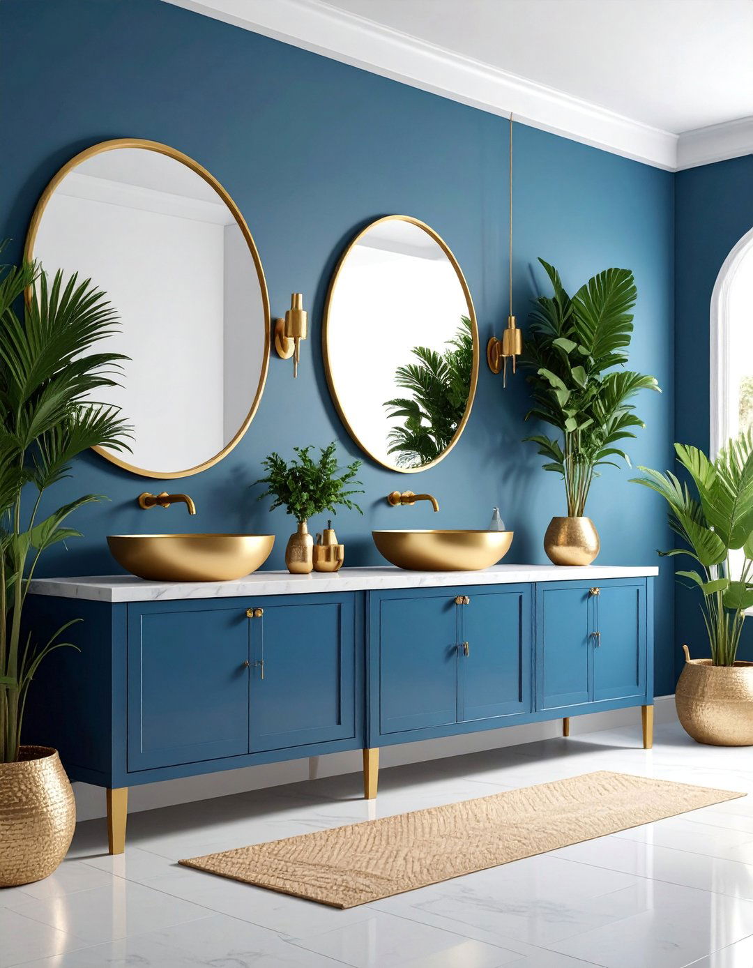 Mexican Bathroom with Peacock Blue and Gold - 25 Mexican Bathroom Ideas