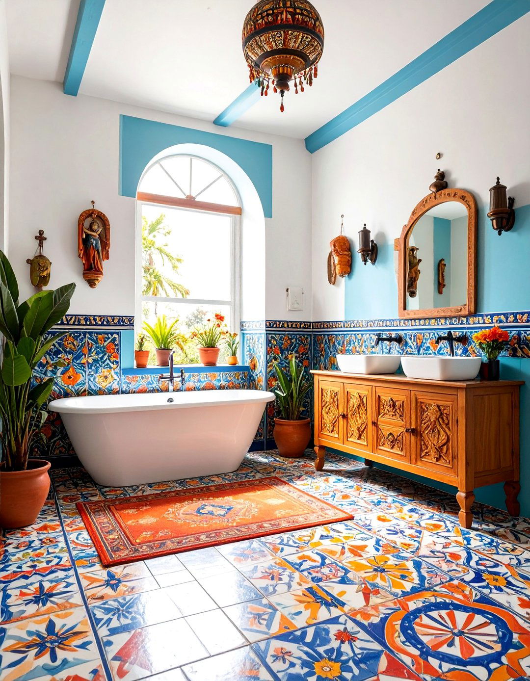 Mexican Bathroom with Religious and Cultural Symbols - 25 Mexican Bathroom Ideas