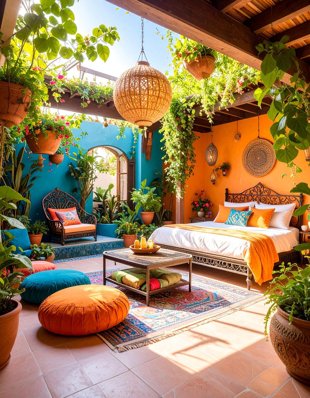 Mexican Courtyard Garden Bedroom Oasis - 25 Mexican Bedroom Ideas