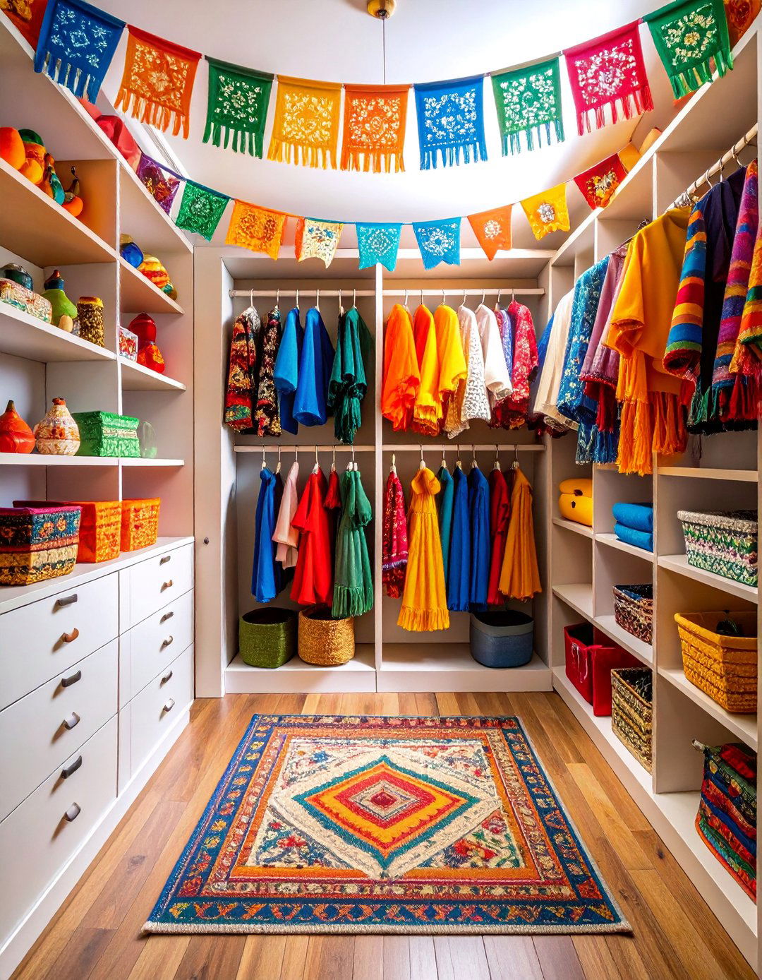 Mexican Fiesta Nursery Closet with Vibrant Colors - 25 Nursery Closet Ideas
