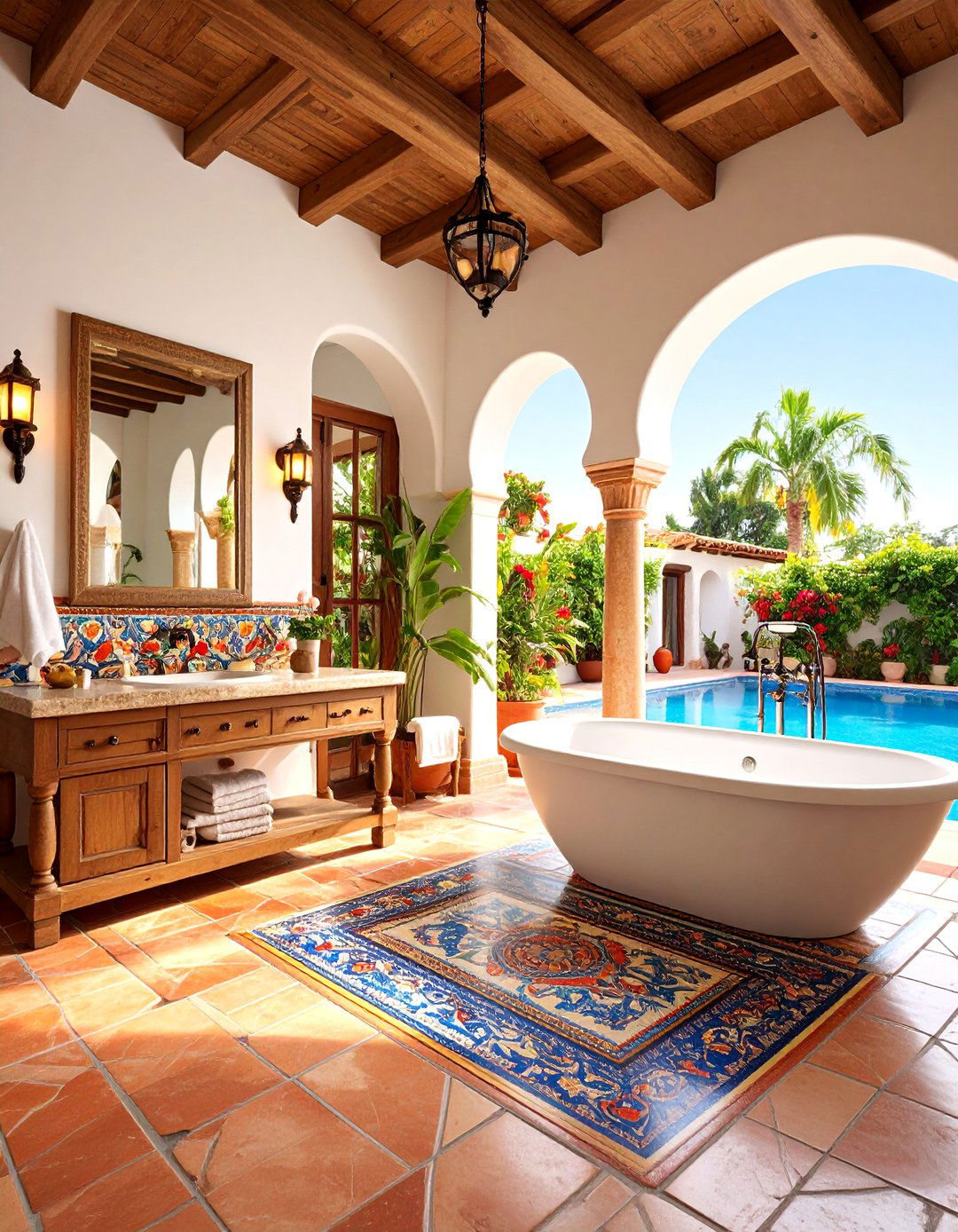 Mexican Hacienda Pool Bathroom - 25 Pool Bathroom Ideas