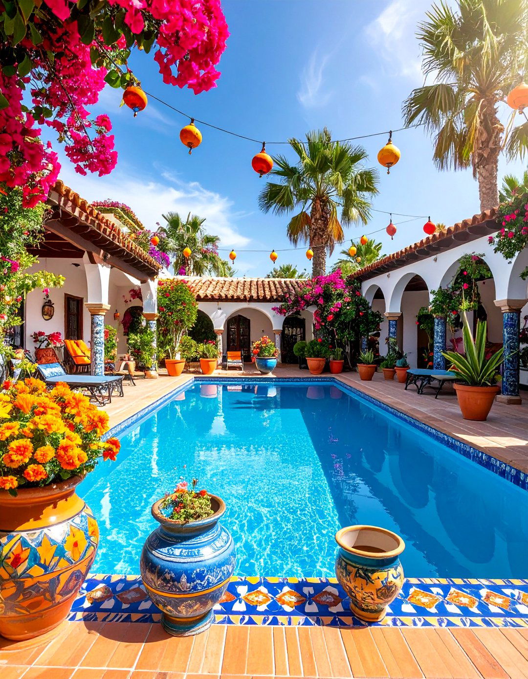 Mexican Hacienda Pool Courtyard - 25 Pool Decor Ideas