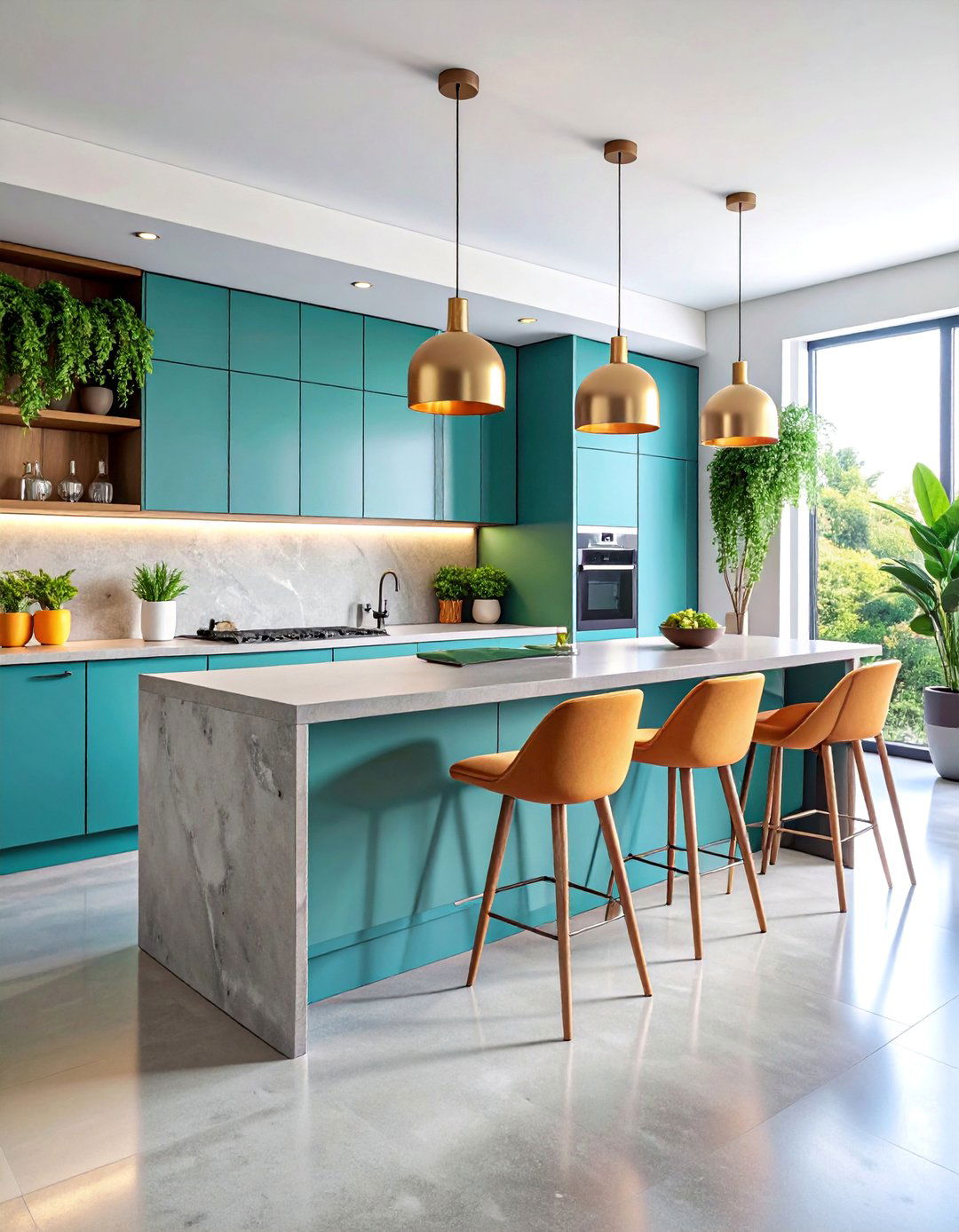 Microcement Bar Kitchen with Entertainment Focus - 25 Microcement Kitchen Ideas