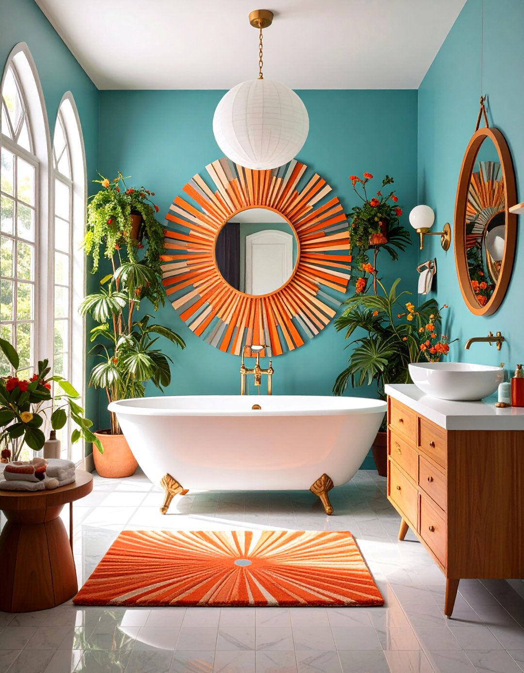 Mid Century Modern Atomic Pattern - 25 Bathroom Rug Ideas