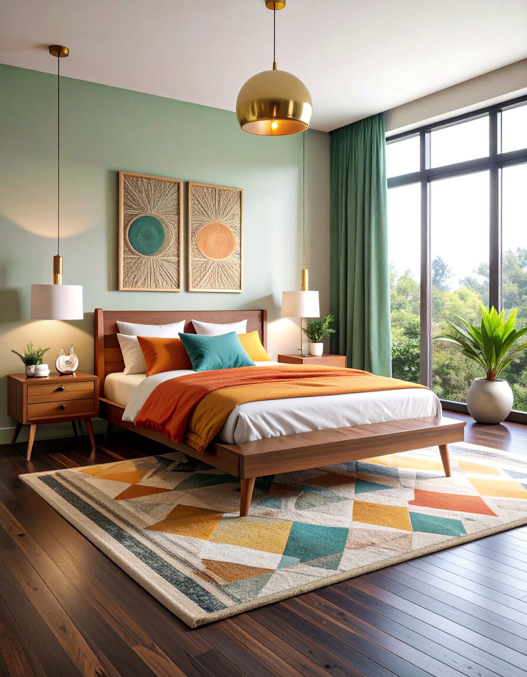 Mid Century Modern Bedroom with Black Oak Floors and Iconic Furniture - 25 Black Floor Bedroom Ideas