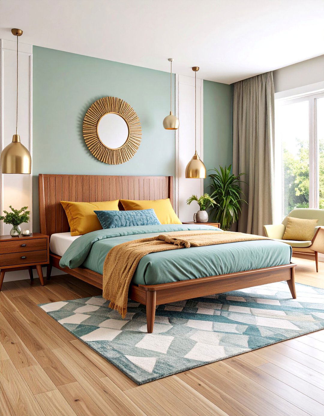 Mid Century Modern Bedroom with Geometric Patterns - 25 Master Bedroom Ideas