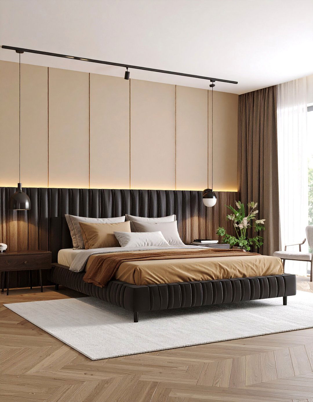 Mid Century Modern Cream and Black Bedroom - 25 Cream and Black Bedroom Ideas