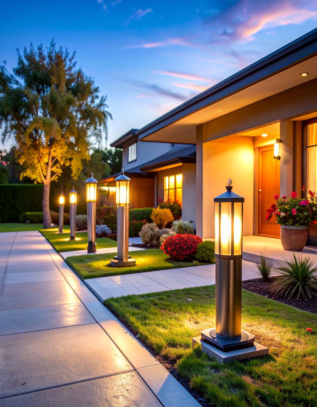 Mid Century Modern Driveway Lighting Integration - 25 Driveway Lighting Ideas