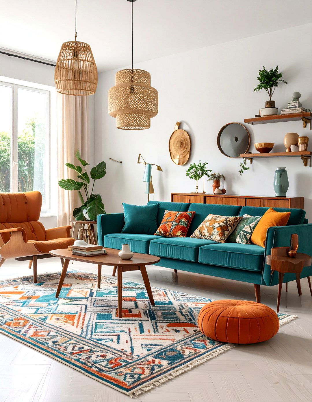 Mid Century Modern Eclectic Living Room with Vintage Accents - 25 Eclectic Living Room Ideas