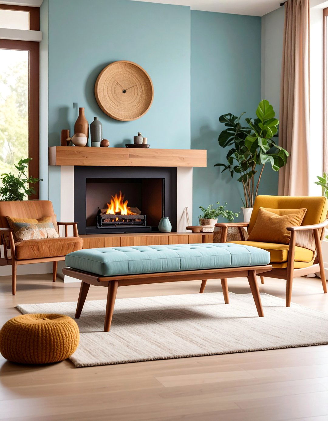 Mid Century Modern Fireplace Bench - 25 Fireplace Bench Ideas