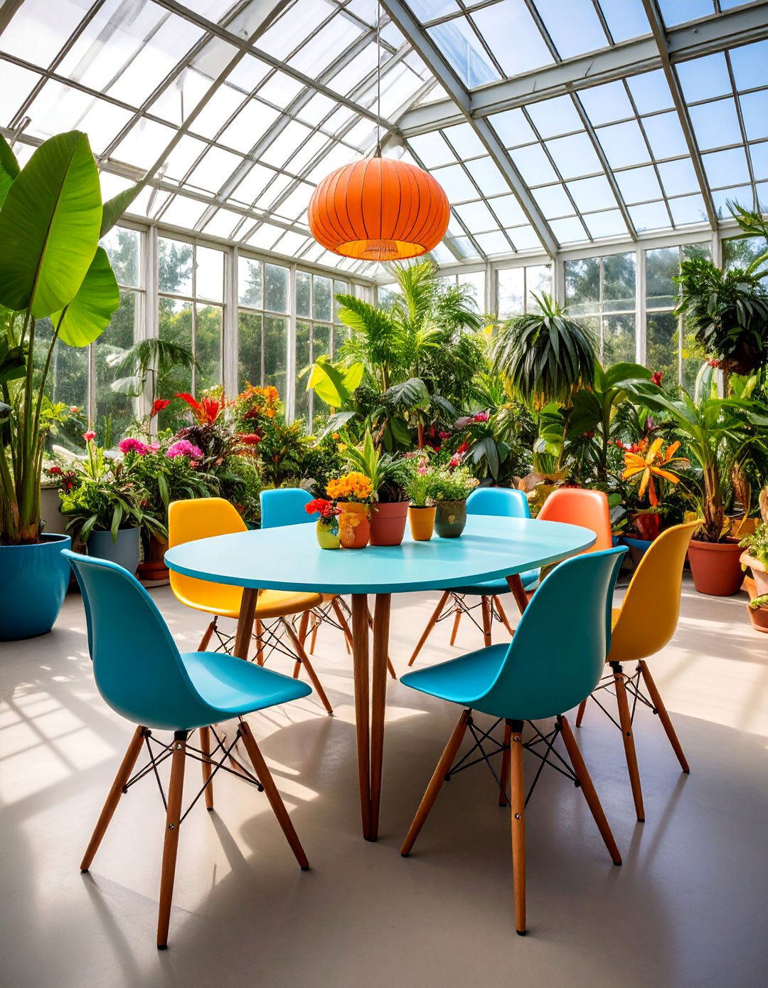Mid Century Modern Greenhouse Dining - 25 Greenhouse Dining Room Ideas