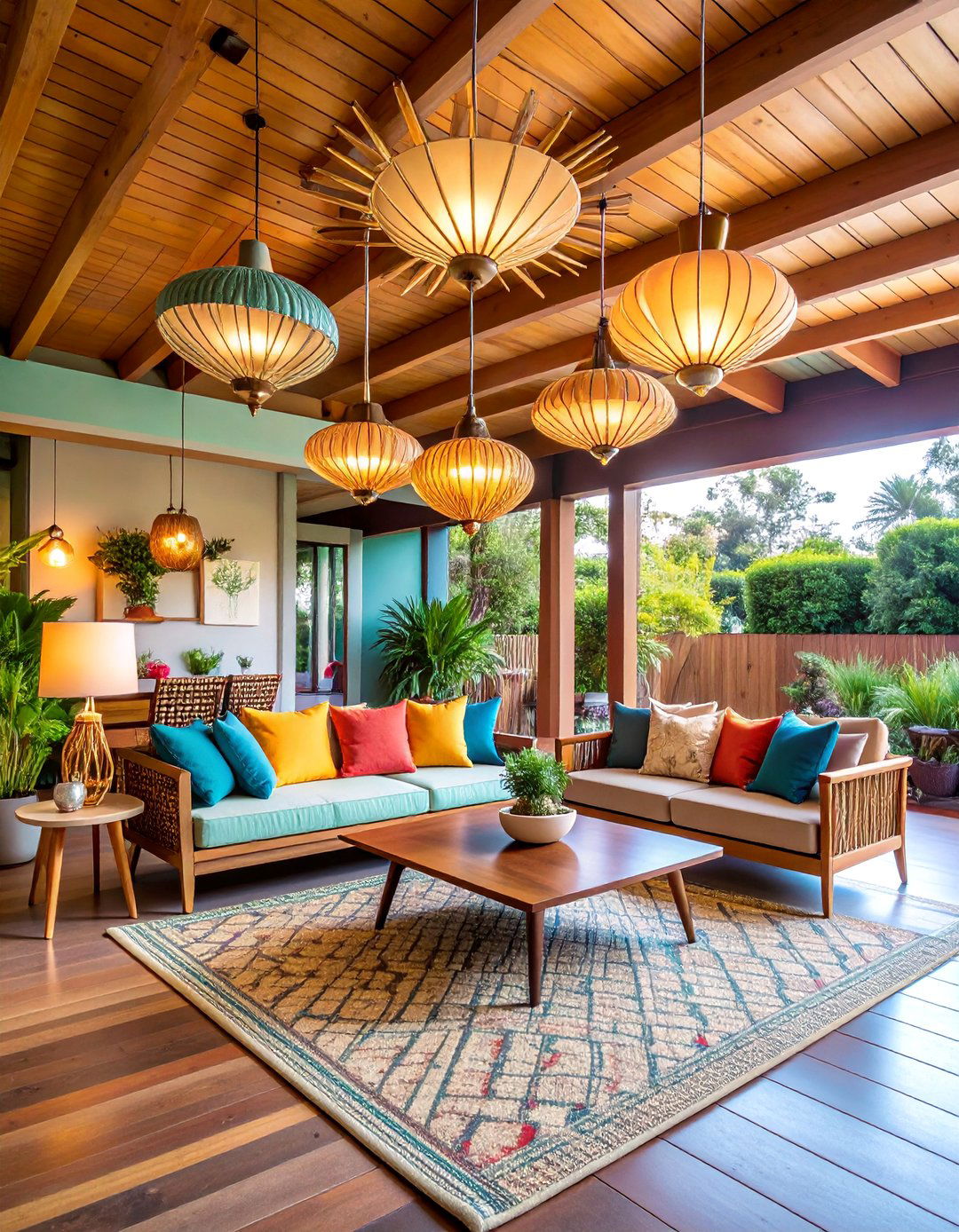 Mid Century Modern Integration - 25 Covered Patio Lighting Ideas