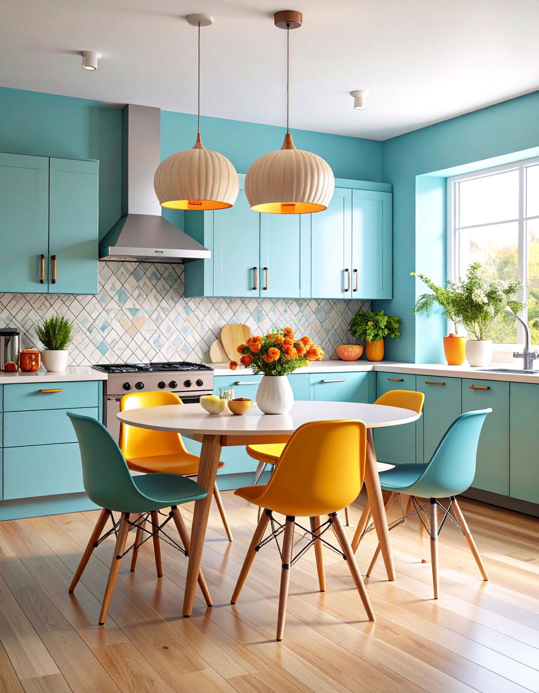 Mid Century Modern Kitchen with Iconic Furniture Pieces - 25 Eat in Kitchen Ideas
