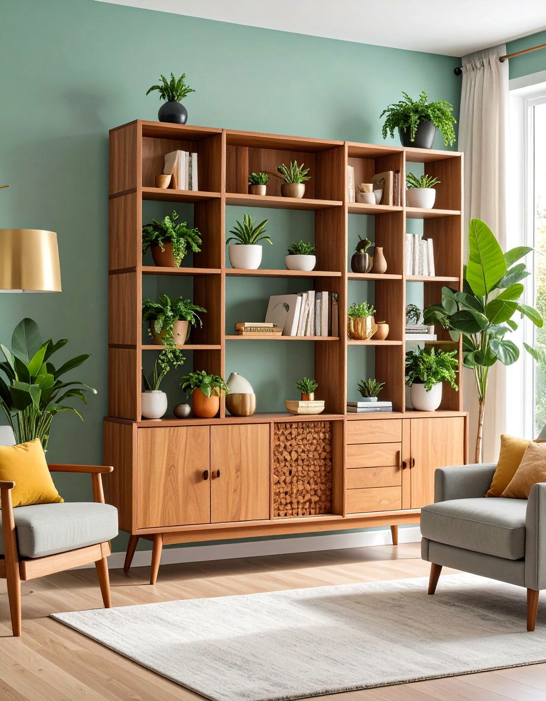 Mid Century Modern Living Room Shelf Unit - 25 Living Room Shelf Ideas