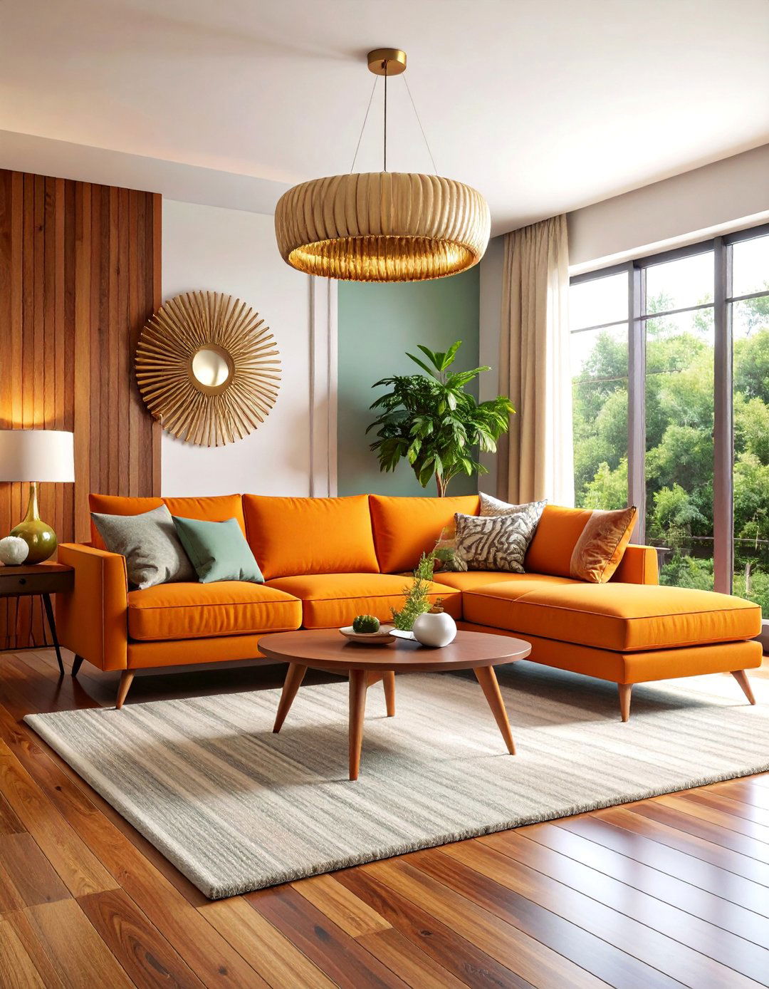 Mid Century Modern Living Room with Teak Furniture - 25 Vintage Decor Ideas
