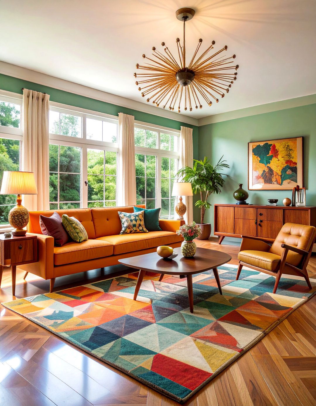 Mid Century Modern Living Room with Teak Furniture - 25 Mens Living Room Ideas