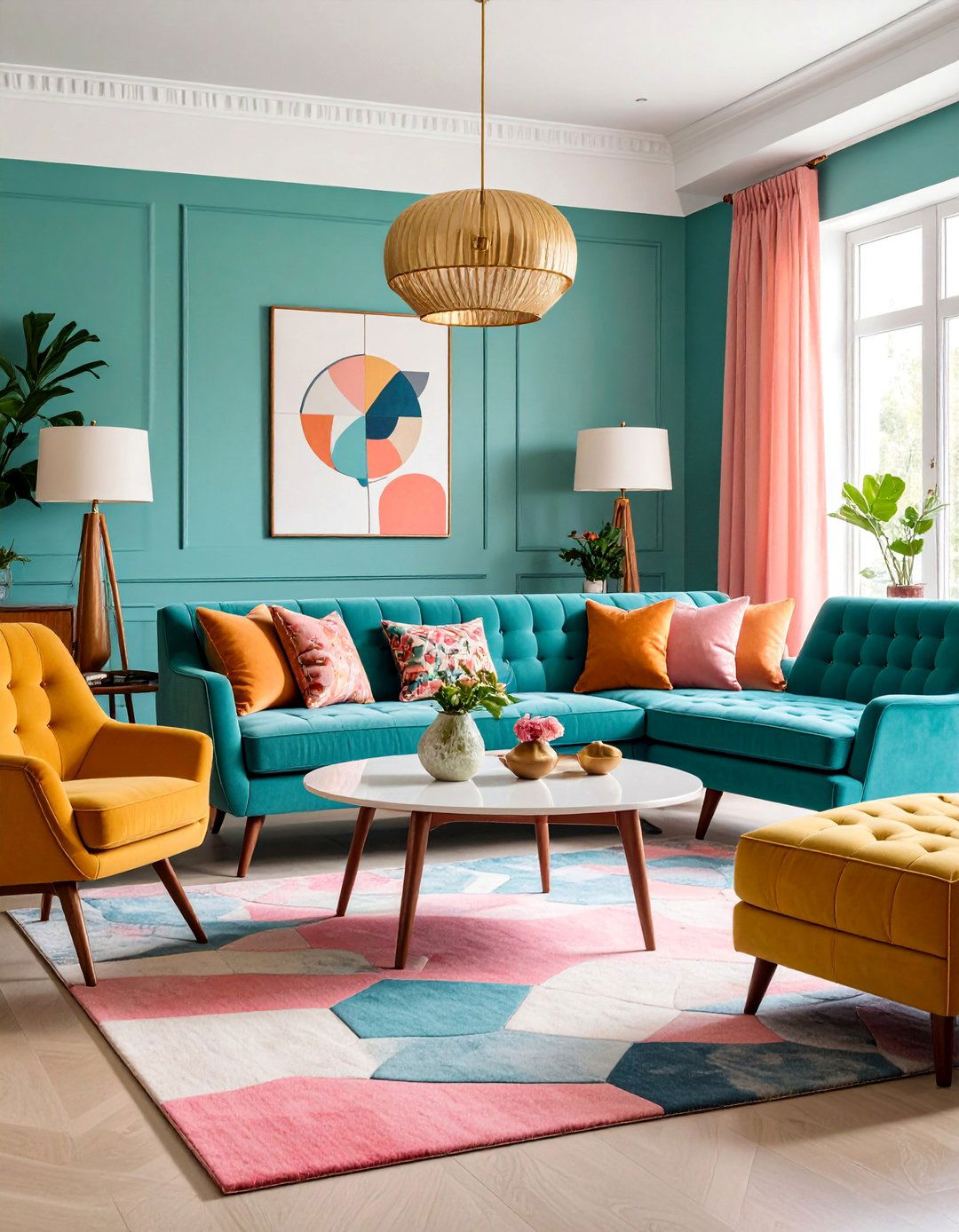 Mid Century Modern Living Room with Vintage Pieces - 25 Large Living Room Ideas