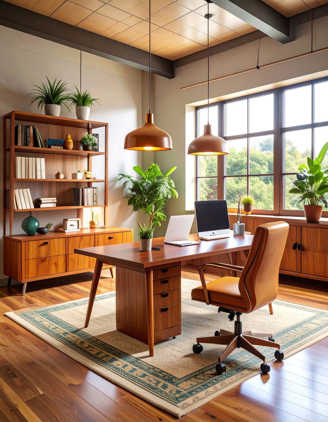 Mid Century Modern Loft Office with Retro Sophistication - 25 Loft Office Ideas