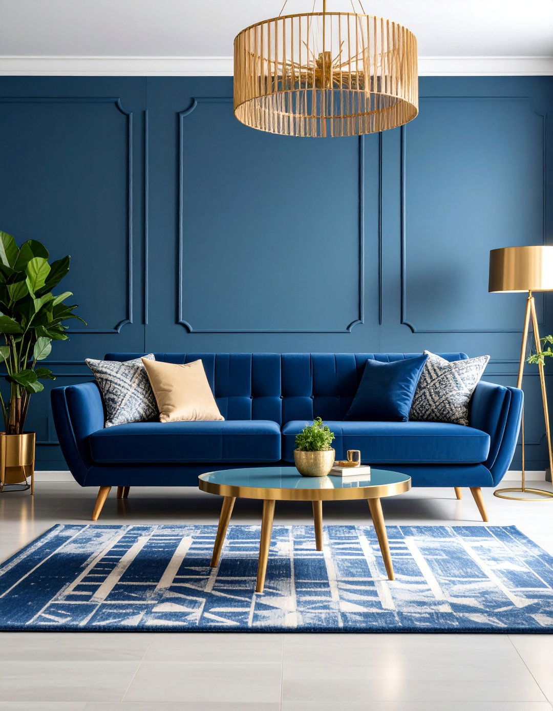 Mid Century Modern Navy Blue Living Room - 25 Navy Blue Living Room Ideas