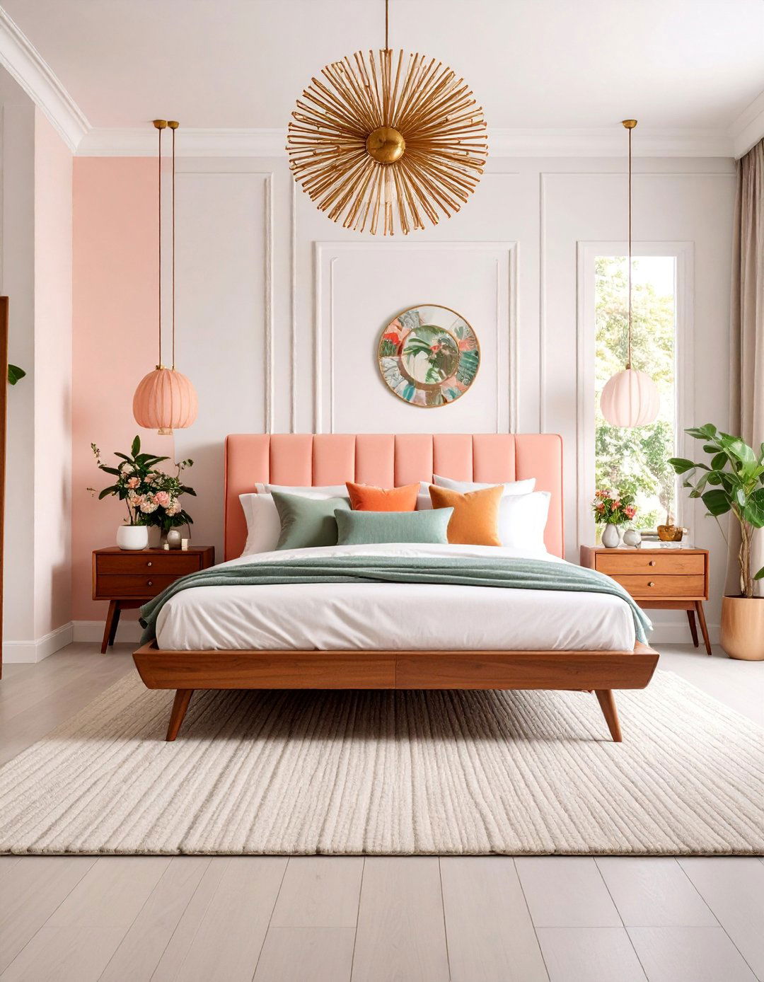 Mid Century Modern Pink and Gold Oasis - 25 Pink and Gold Bedroom Ideas