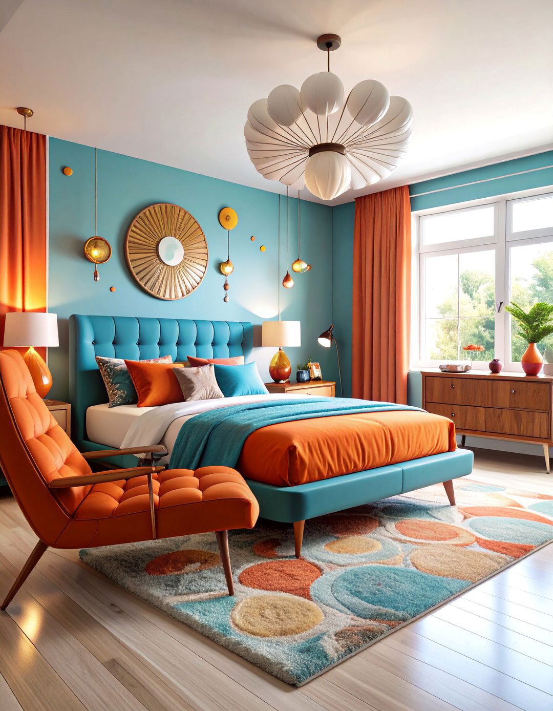 Mid Century Modern Rust Bedroom with Vintage Furniture - 25 Rust Bedroom Ideas