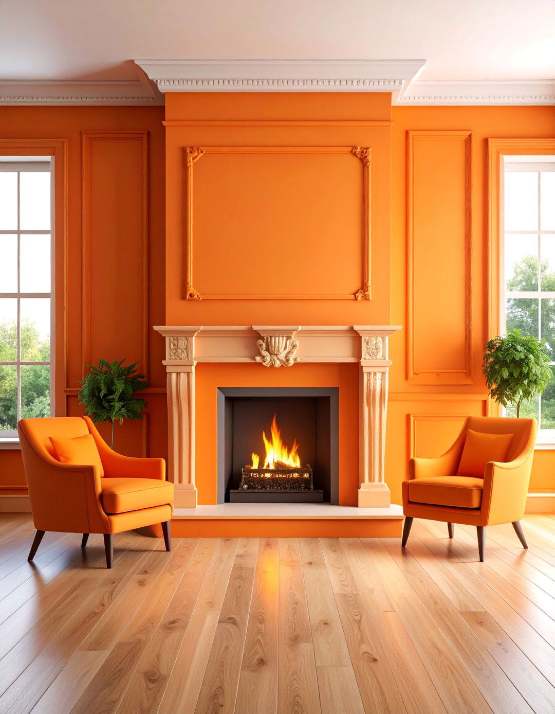 Mid Century Modern Stucco Fireplace with Bold Colors - 25 Stucco Fireplace Ideas
