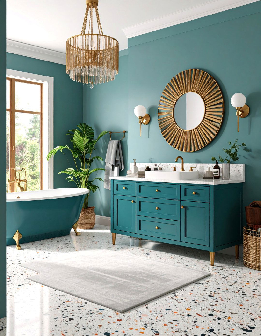Mid Century Modern Teal Bathroom - 25 Teal Bathroom Ideas