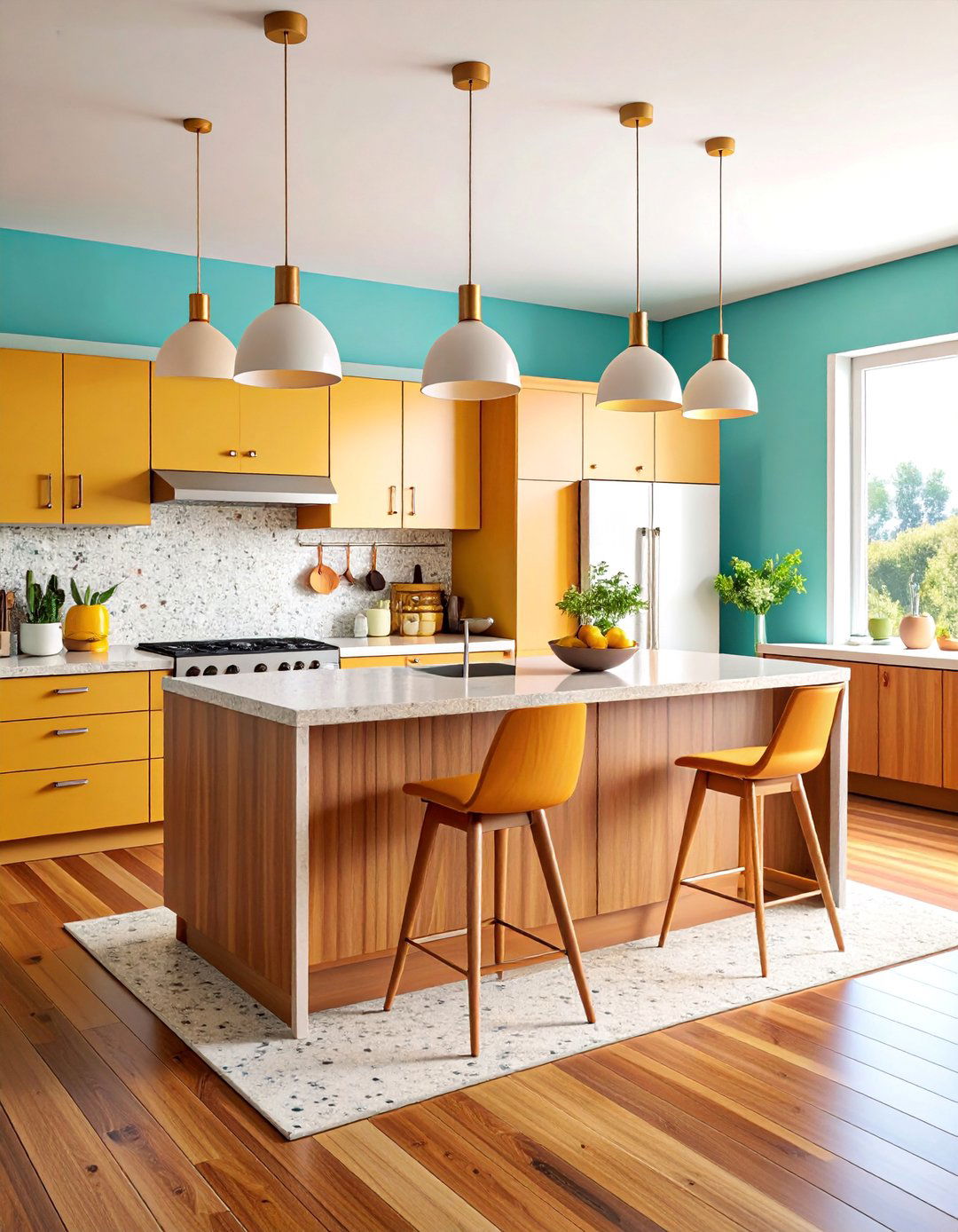 Mid Century Modern Walnut and Terrazzo Revival - 25 Double Island Kitchen Ideas