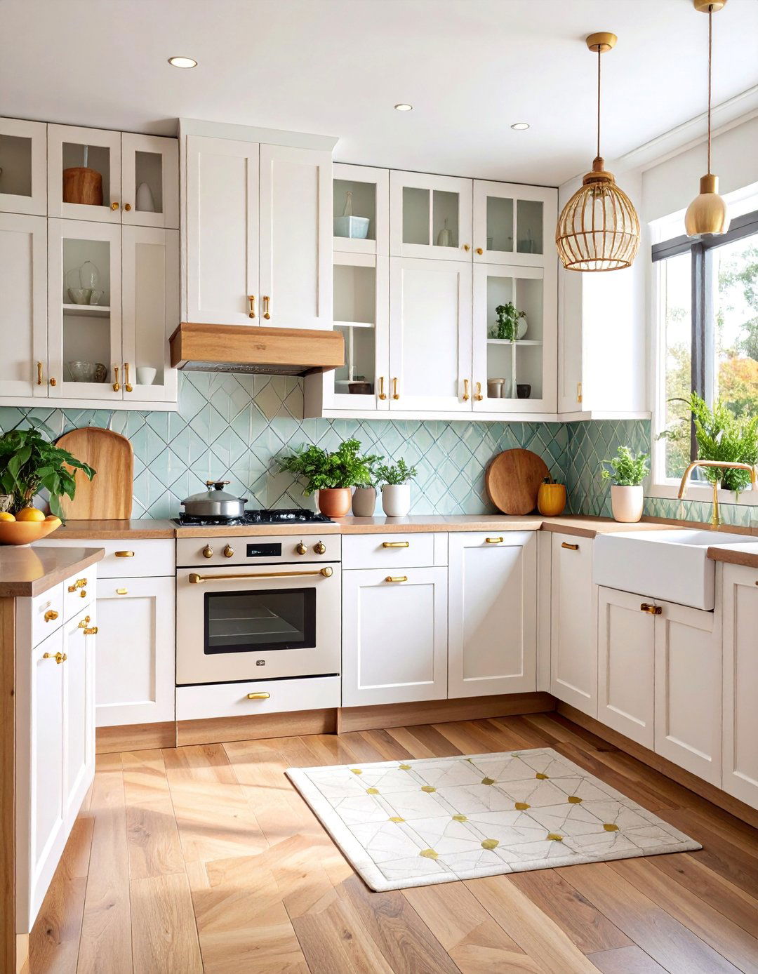 Mid Century Modern White Cabinets with Brass Bar Pulls - 25 White Kitchen Cabinets With Gold Hardwar