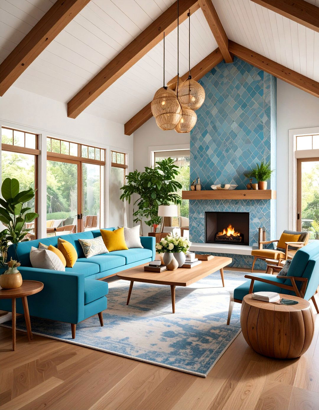 Mid Century Modern with Clean Lines and Geometric Forms - 25 Rooms With Fireplaces With Vaulted Ceilings Features