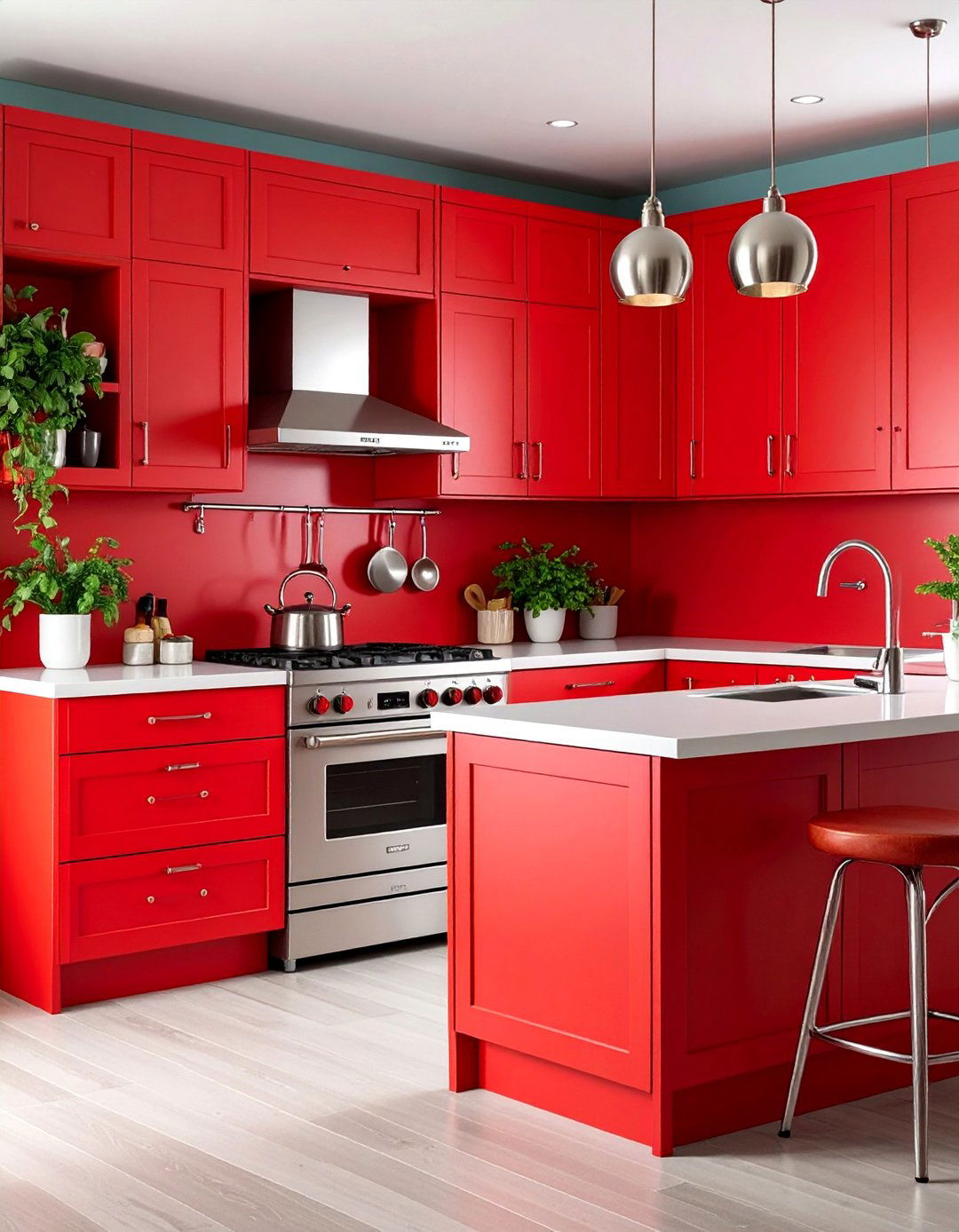 Mid Century Red Kitchen - 25 Red Kitchens
