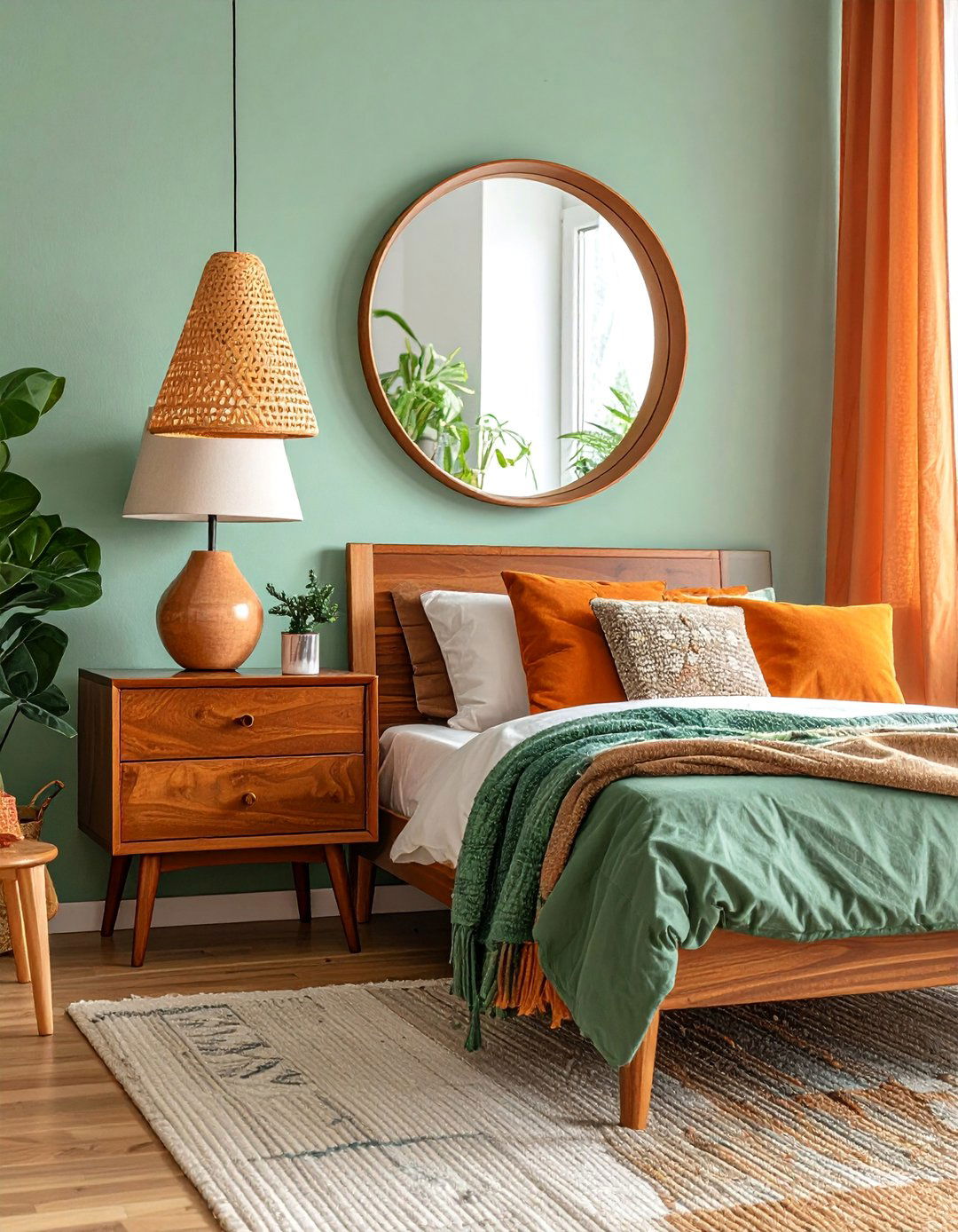 Mid Century Round Mirror Behind Nightstand - 25 Mirror Behind Nightstand Design Ideas