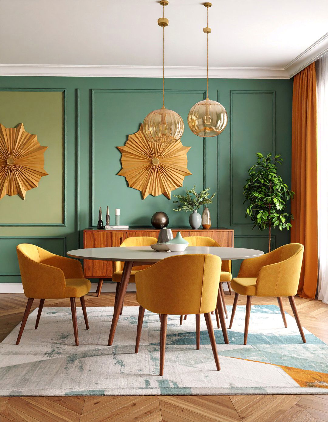 Mid Century Starburst Geometric Accent Wall - 25 Geometric Accent Wall Ideas