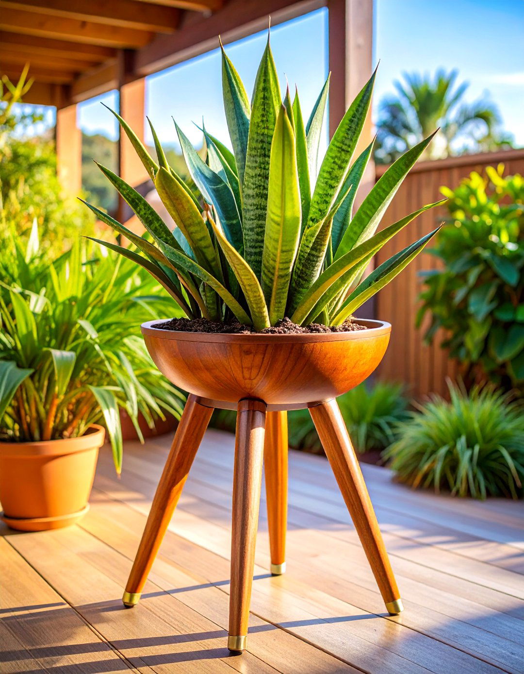 Mid Century Tripod Outdoor Plant Stand - 25 Outdoor Plant Stand Ideas
