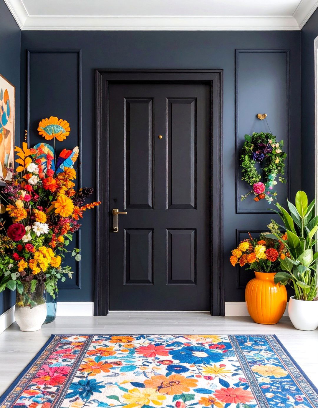 Midnight Black Interior Door with Dramatic Impact - 25 Interior Door Color Ideas