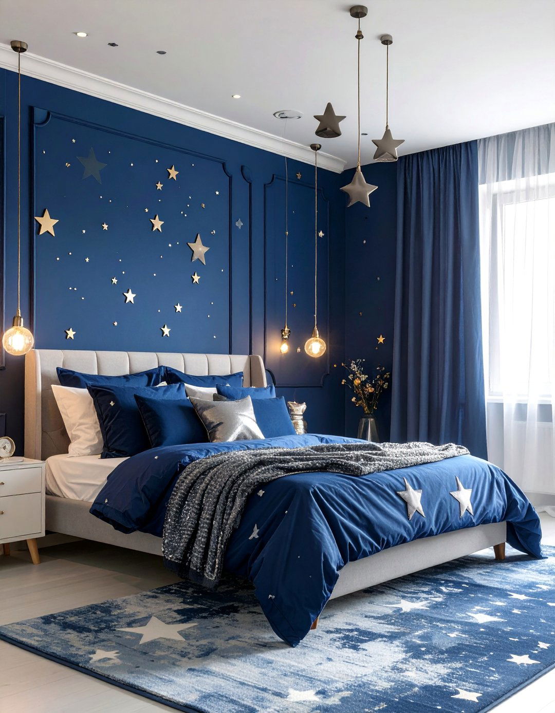 Midnight Blue Celestial - 25 Dark Bedroom Ideas