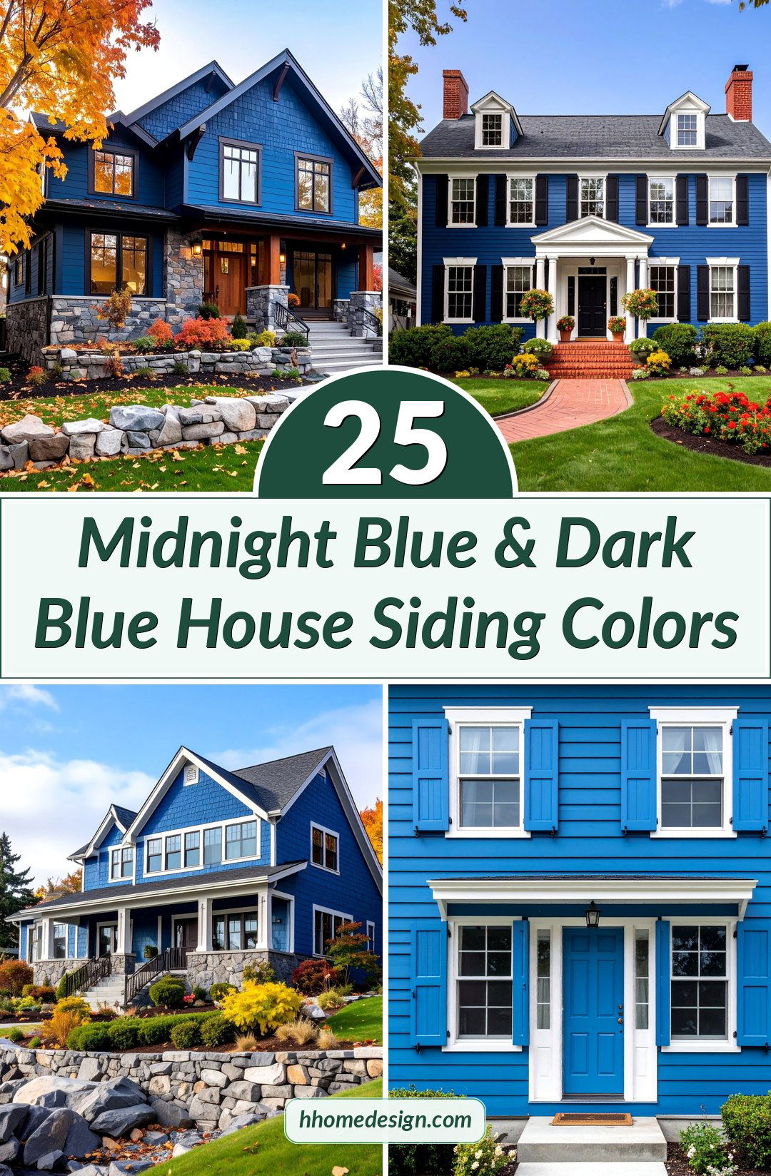 25 Midnight Blue & Dark Blue House Siding Colors