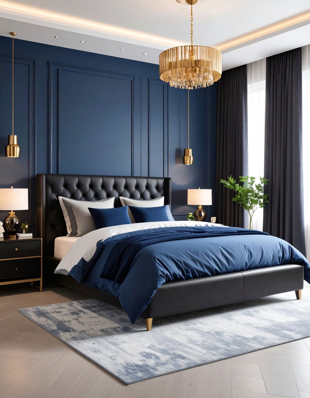 Midnight Blue Dramatic Bedroom - 25 Blue Bedroom Ideas