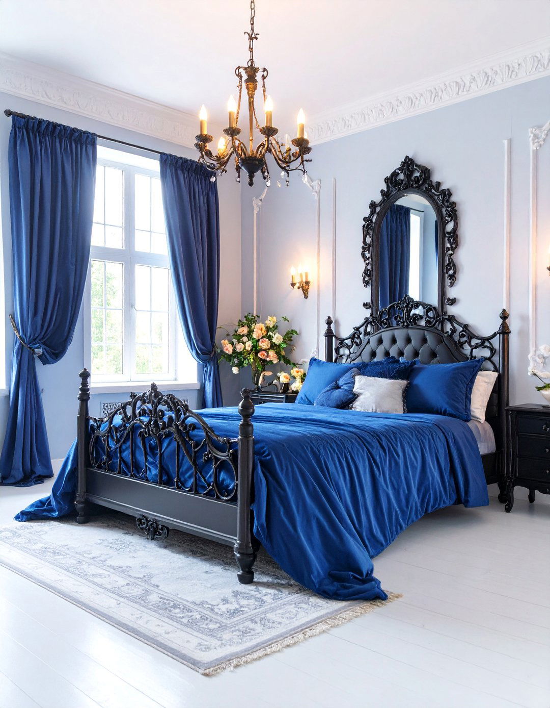 Midnight Blue Girls Bedroom with Gothic Elegance Theme - 25 Girls Blue Bedroom Ideas