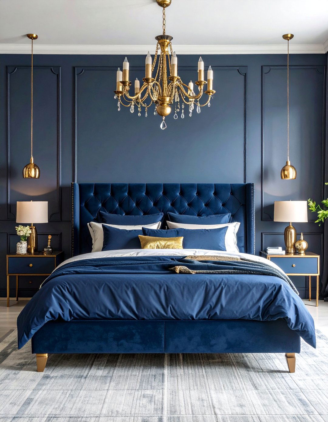 Midnight Blue Luxurious Haven - 25 Dark Boho Bedroom Ideas